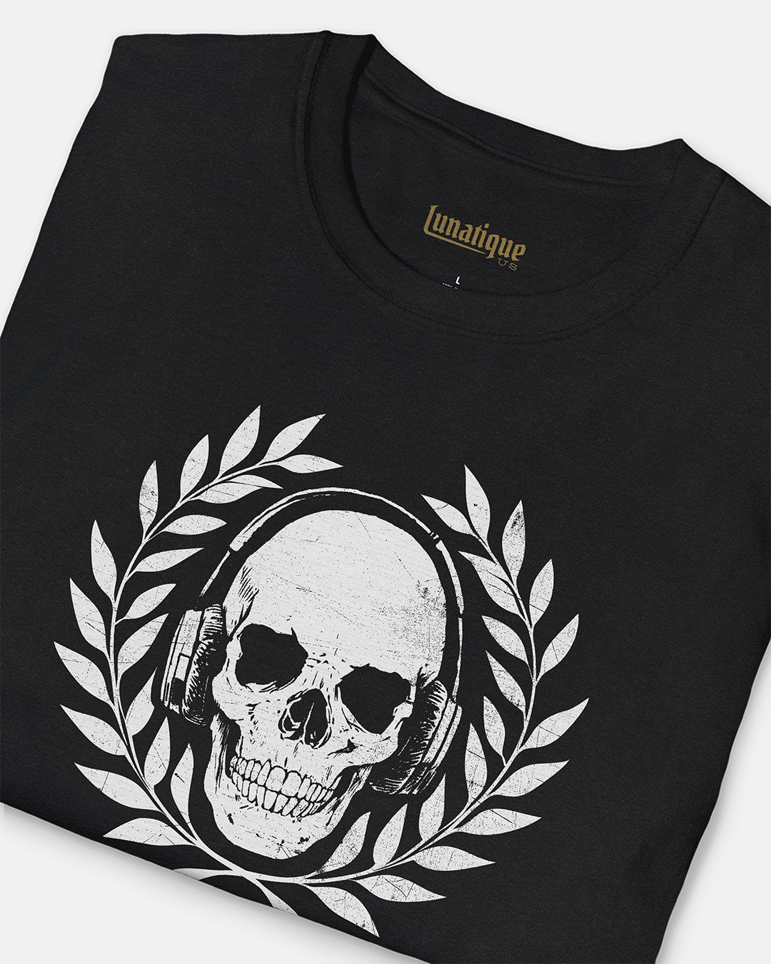 Skull with Headphones and Laurel T-Shirt