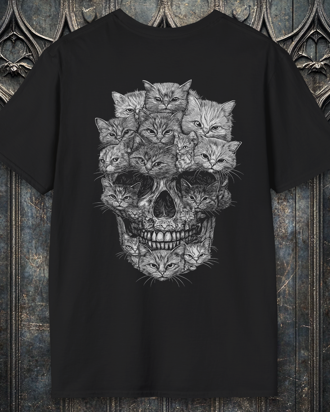 A Skull But It's Cats 2 Sided T-Shirt