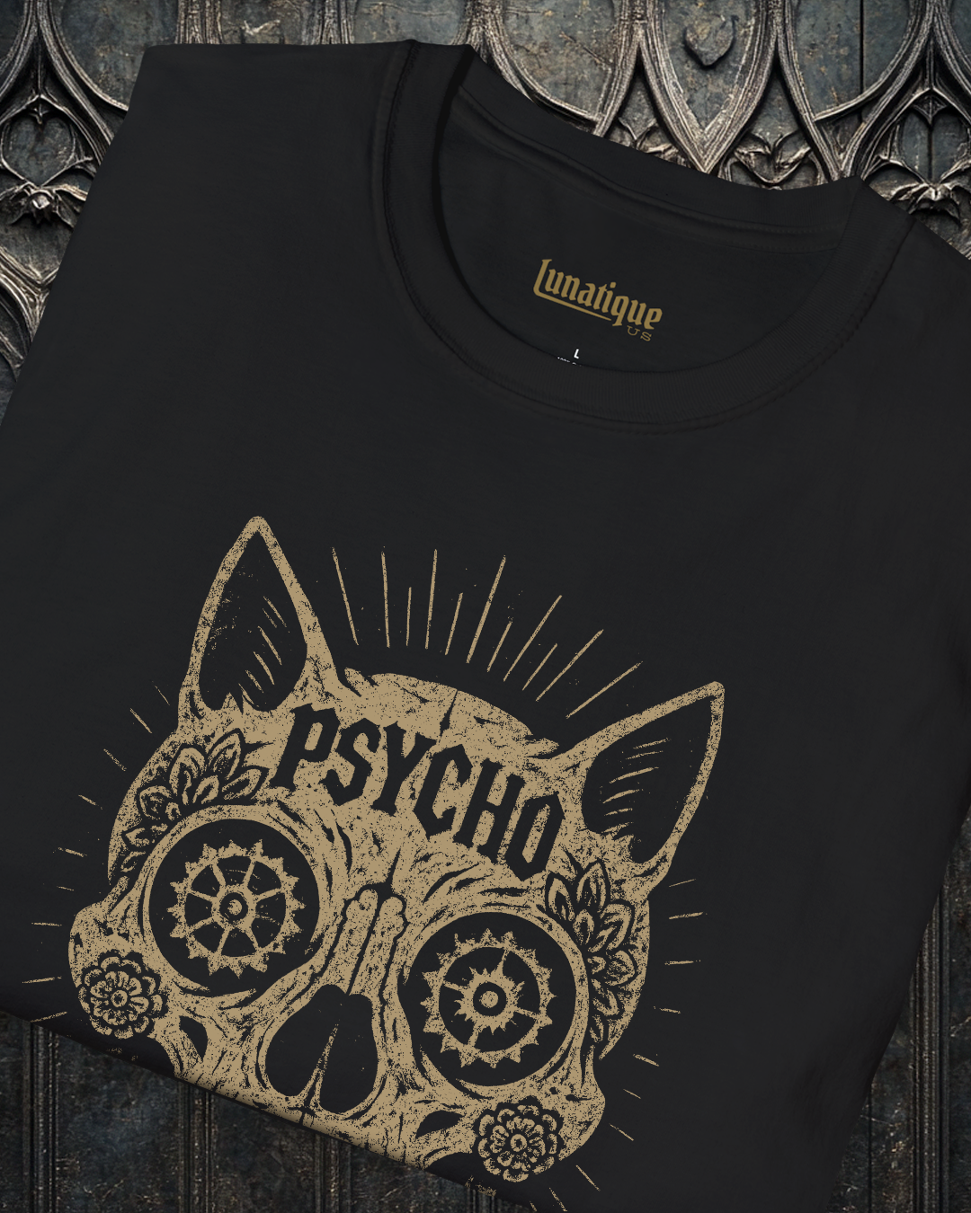 Psycho Cat Skull T-Shirt