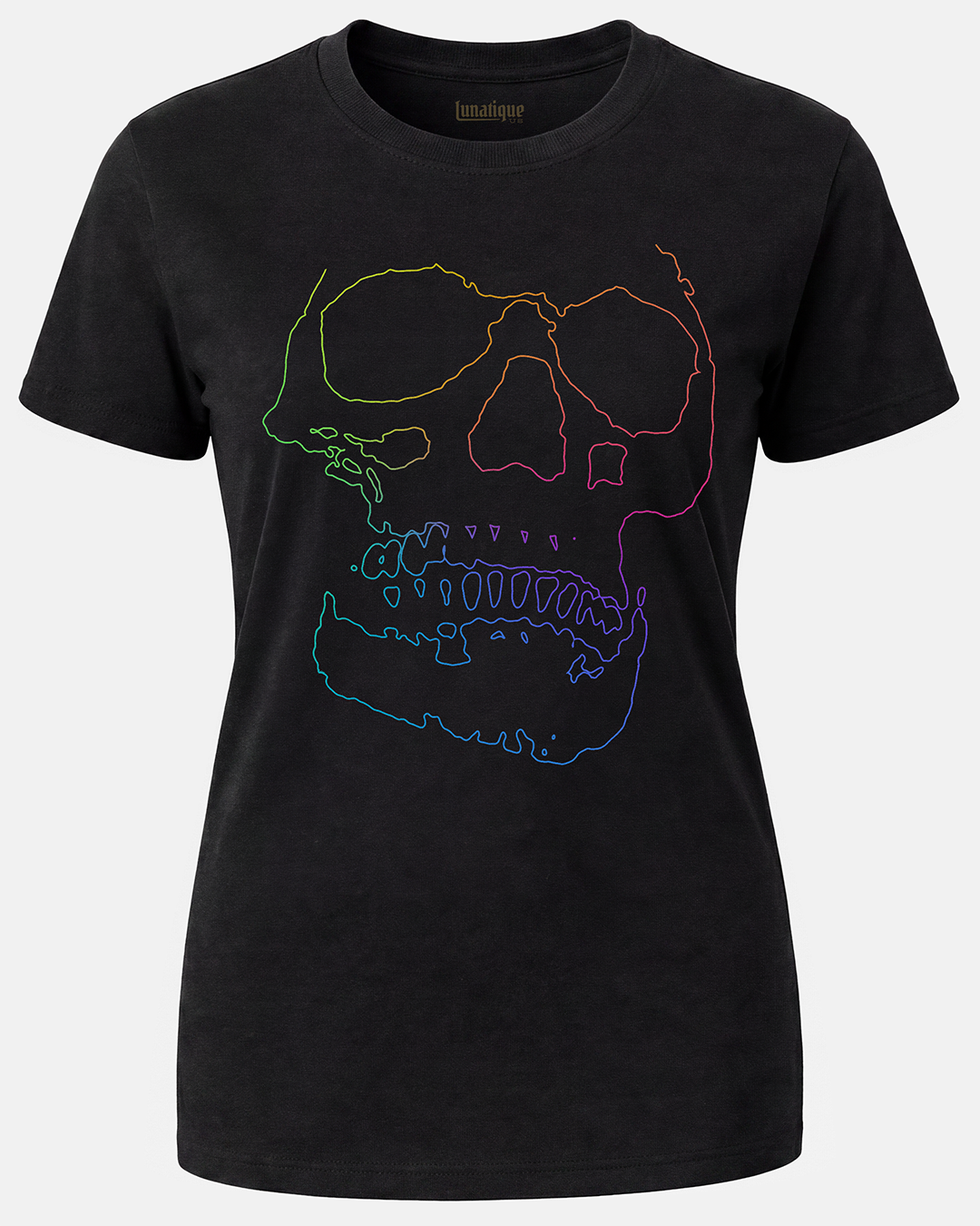 Rainbow Line Skull Women's Cut T‑Shirt