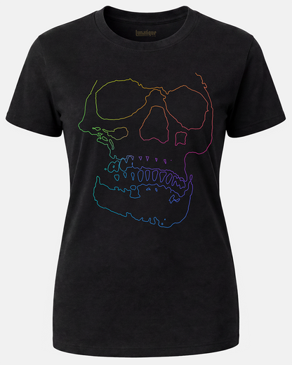 Rainbow Line Skull Women's Cut T‑Shirt
