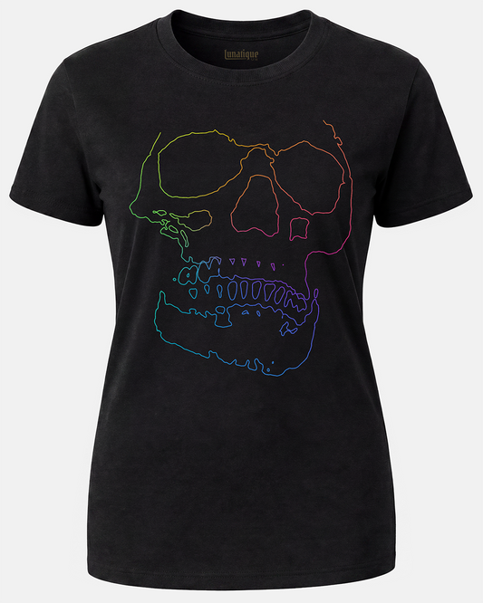 Rainbow Line Skull Women's Cut T‑Shirt