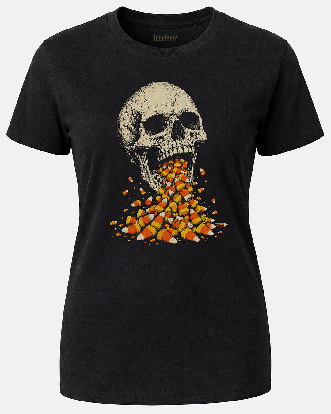 Skull Barfing Candy Corn Women's Cut T‑Shirt