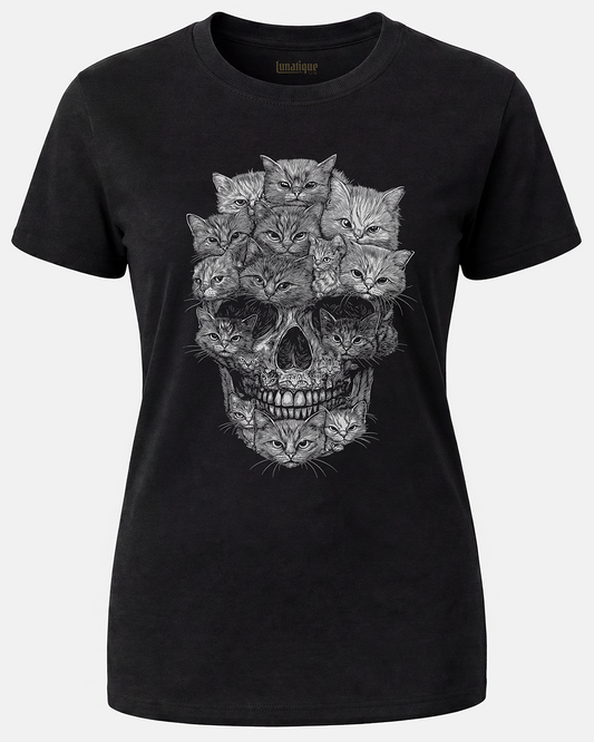 A Skull But It's Cats Women's Cut T‑Shirt