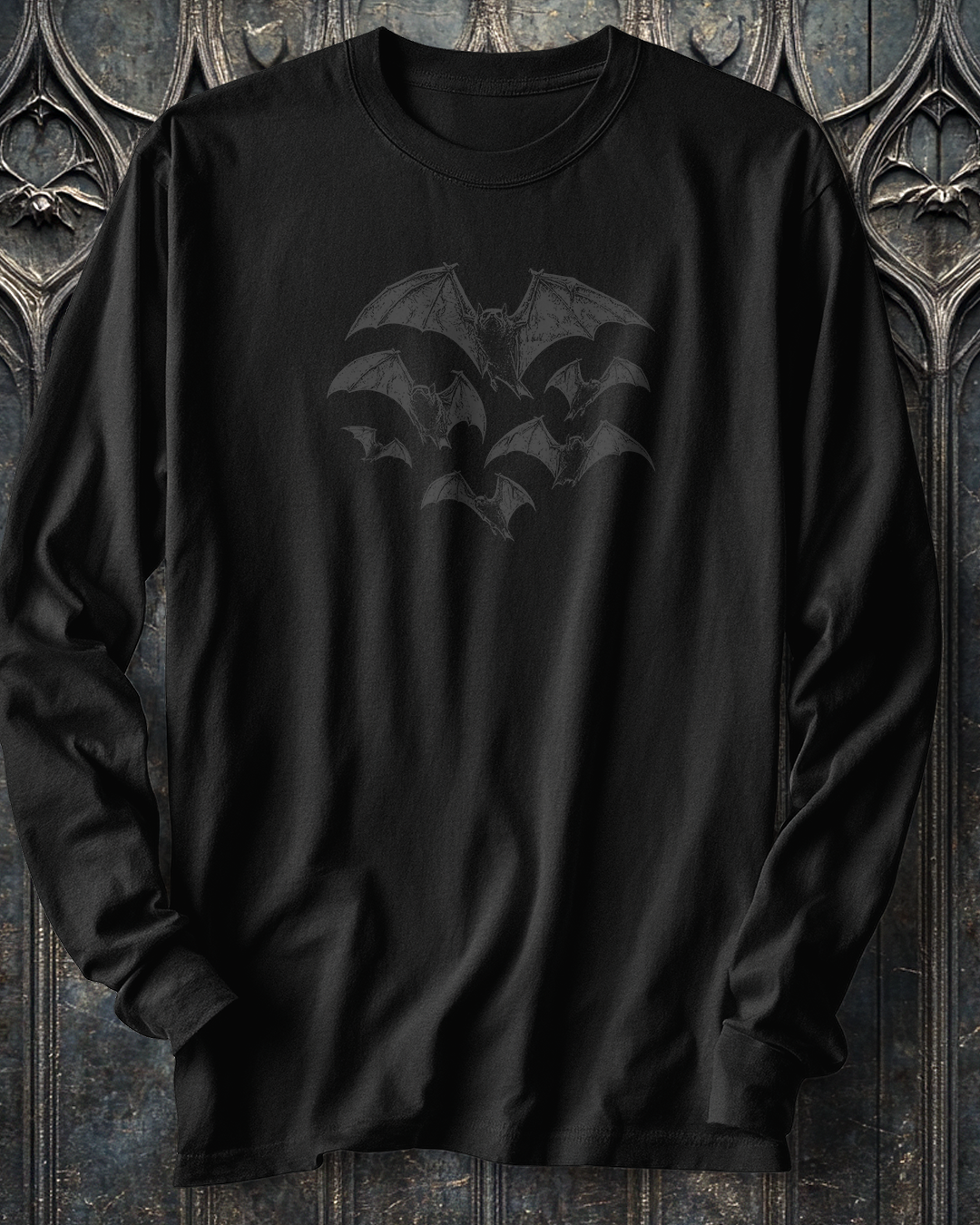 Bats in Gray Long Sleeve T-Shirt