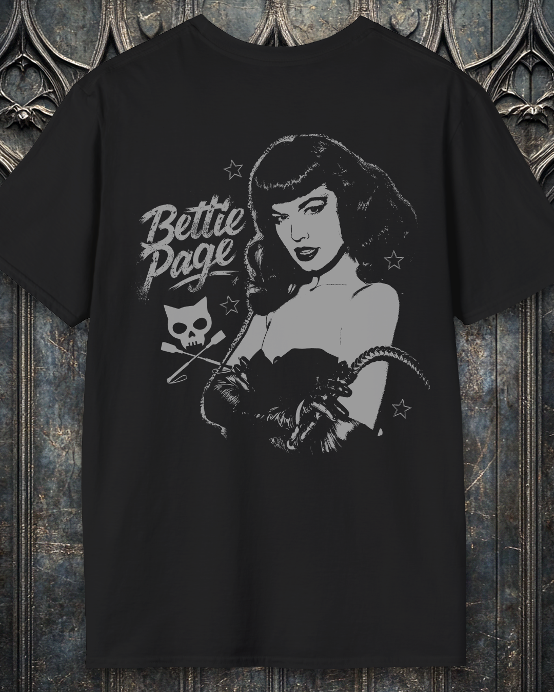 Bettie Page Dominatrix 2 Sided T-Shirt