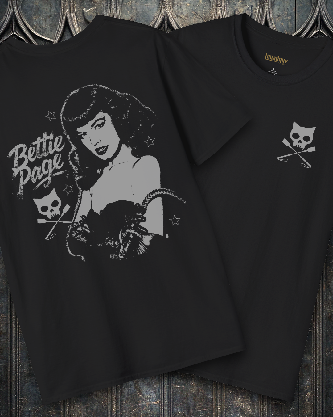 Bettie Page Dominatrix 2 Sided T-Shirt