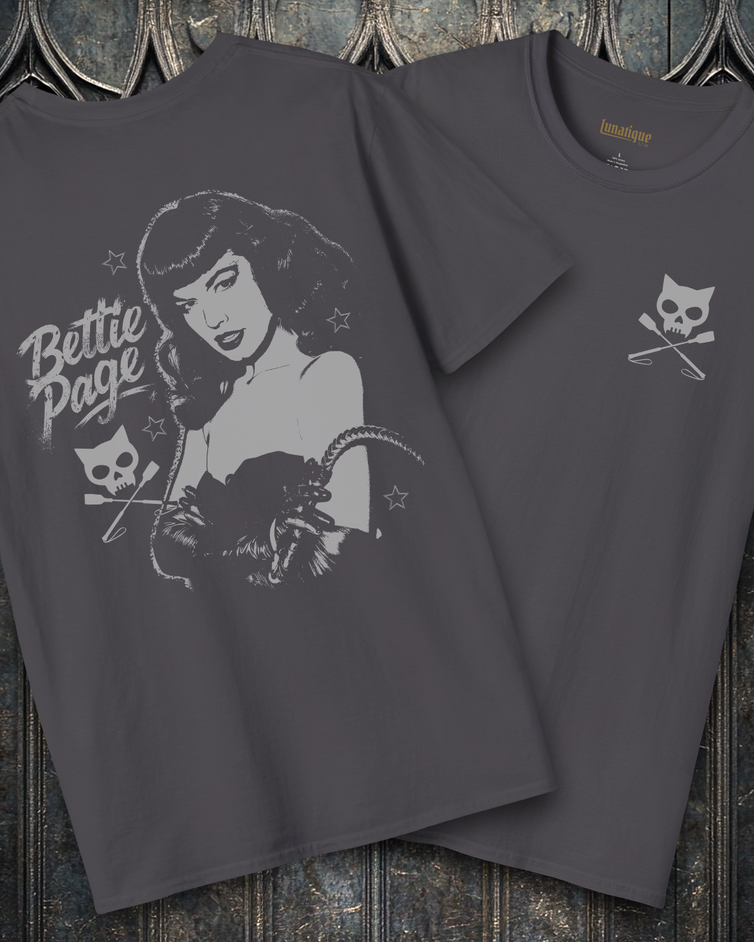 Bettie Page Dominatrix 2 Sided T-Shirt