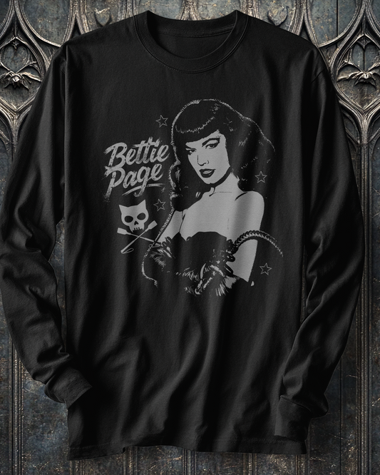 Bettie Page Dominatrix Long Sleeve T-Shirt