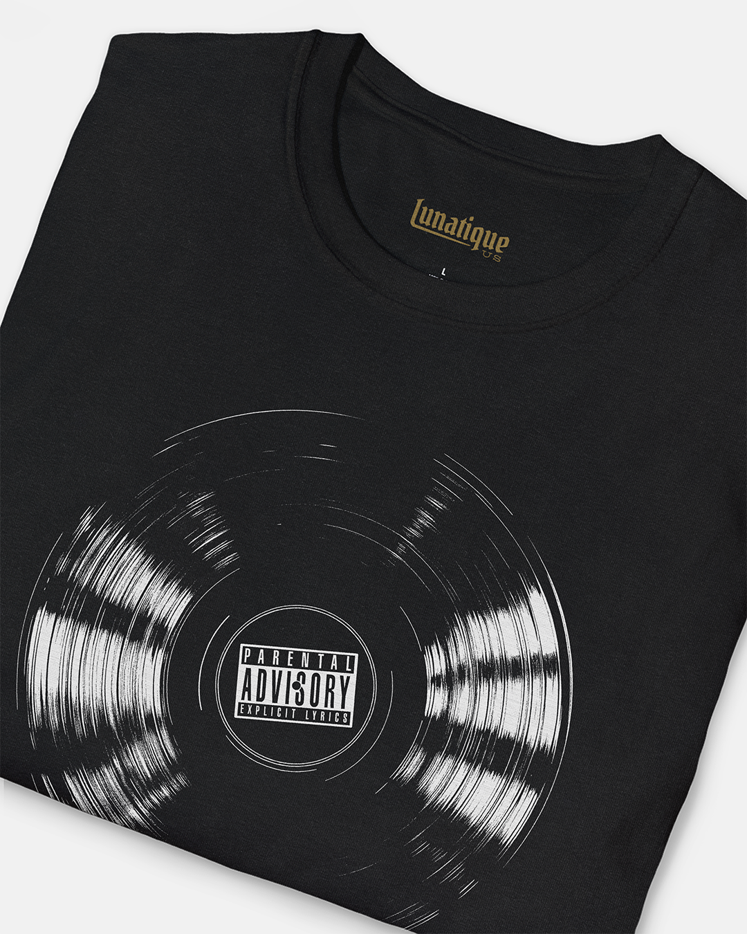 Vinyl Record with Parental Advisory T-Shirt