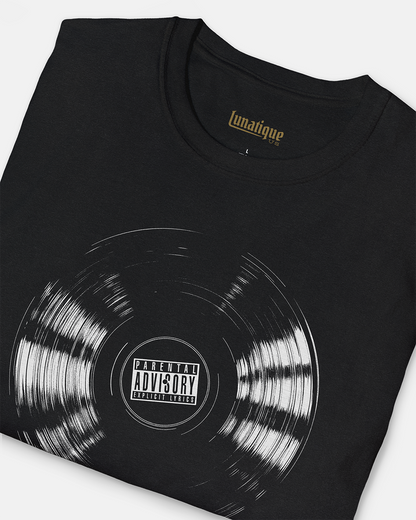 Vinyl Record with Parental Advisory T-Shirt