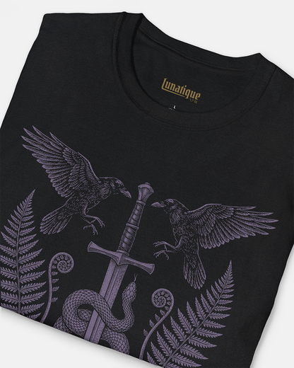 Sword Serpent and Ravens in Purple T-Shirt