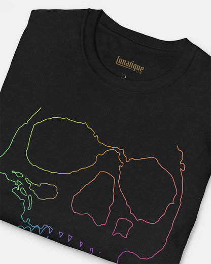 Rainbow Line Skull Women's Cut T‑Shirt
