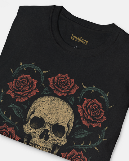 Skull with Roses Women's Cut T‑Shirt