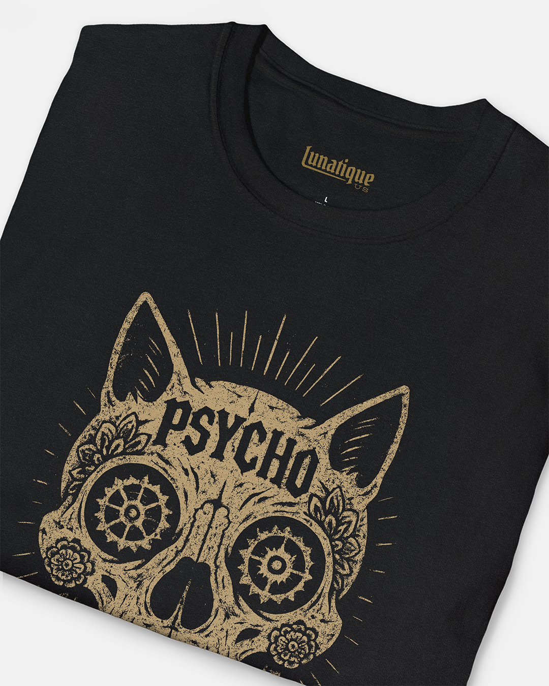 Psycho Cat Skull T-Shirt