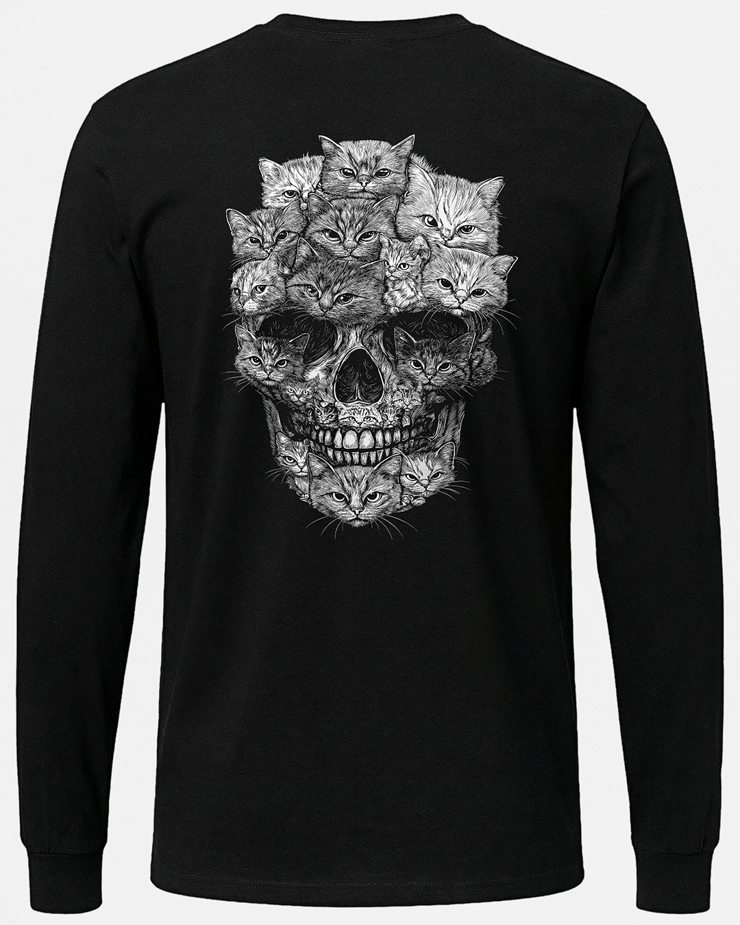 A Skull But It's Cats  2 Sided Long Sleeve Unisex T-Shirt
