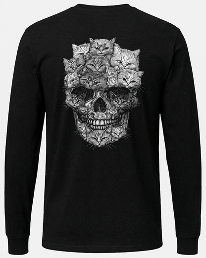 A Skull But It's Cats  2 Sided Long Sleeve Unisex T-Shirt