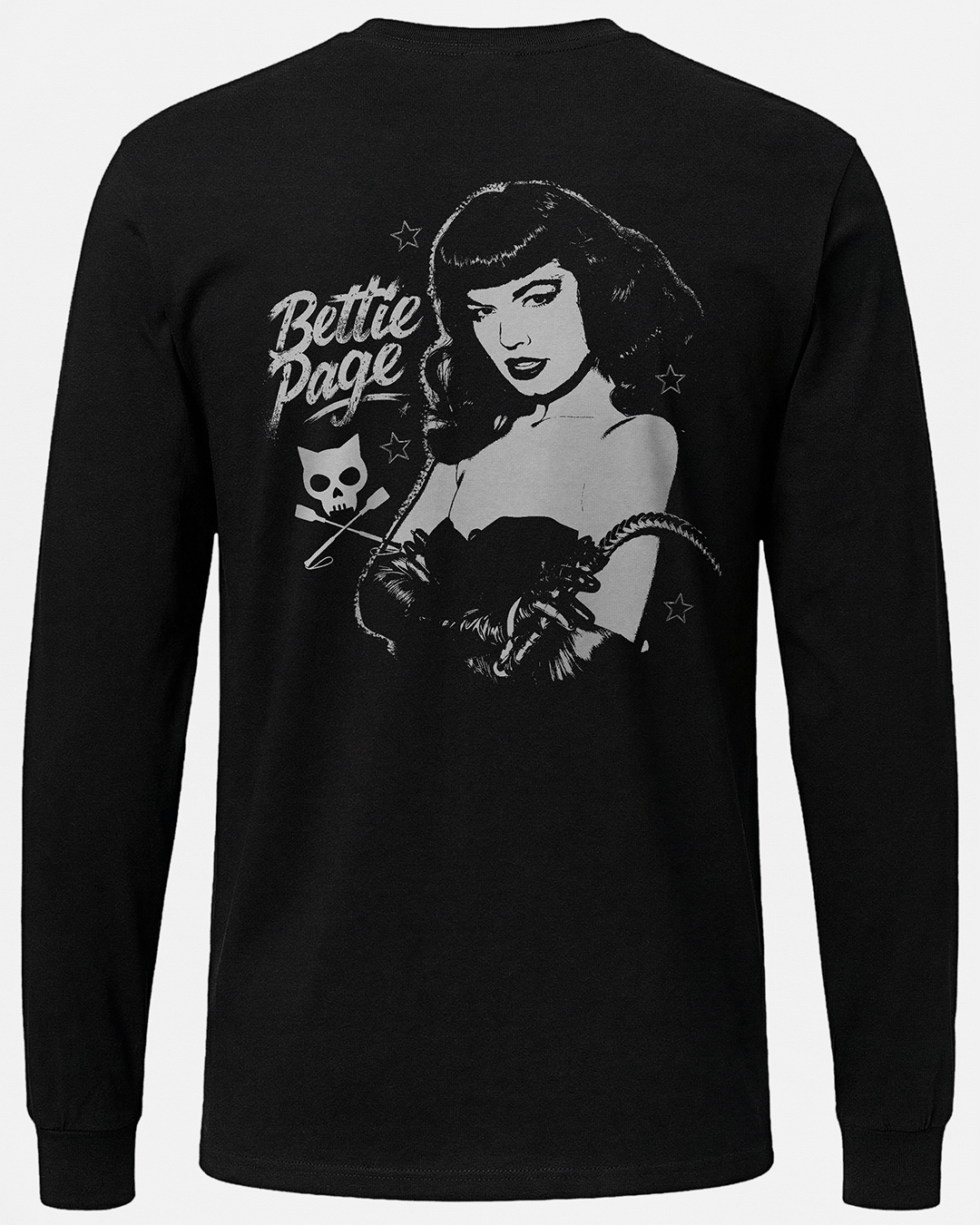Bettie Page Dominatrix 2 Sided Long Sleeve T-Shirt