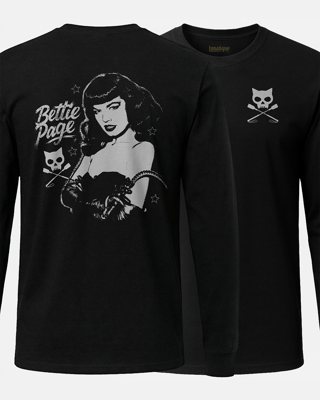 Bettie Page Dominatrix 2 Sided Long Sleeve T-Shirt