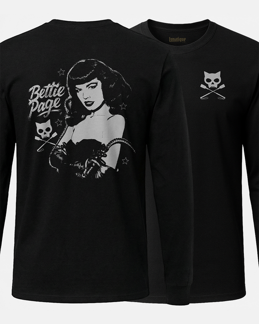 Bettie Page Dominatrix 2 Sided Long Sleeve T-Shirt