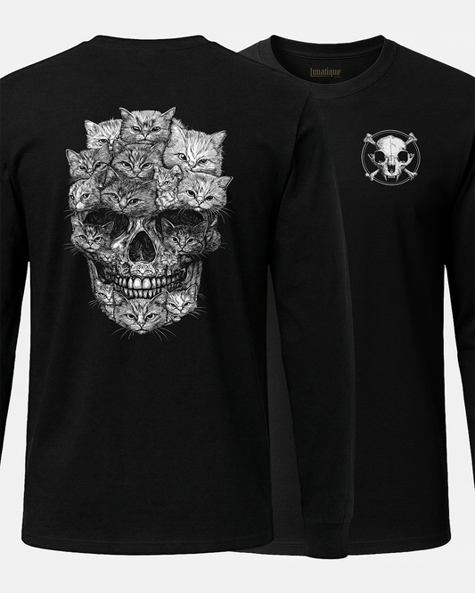 A Skull But It's Cats  2 Sided Long Sleeve Unisex T-Shirt