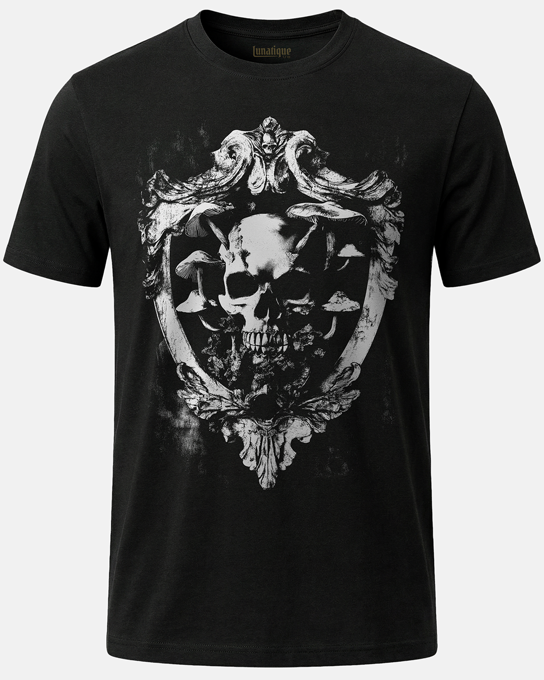 Skull with Mushrooms Crest T-Shirt