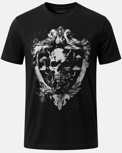 Skull with Mushrooms Crest T-Shirt