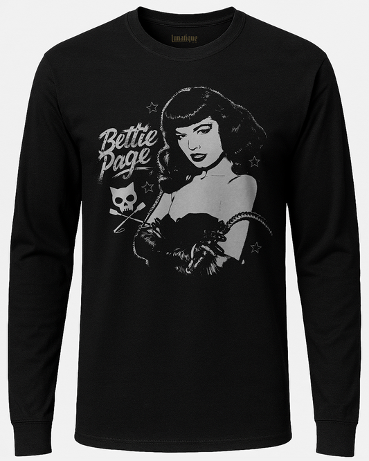 Bettie Page Dominatrix Long Sleeve T-Shirt