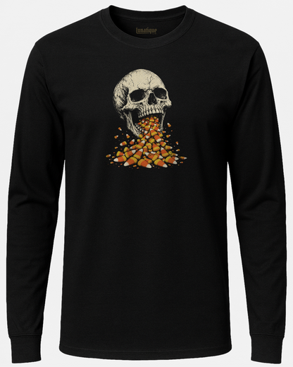 Skull Barfing Candy Corn Long Sleeve T-Shirt