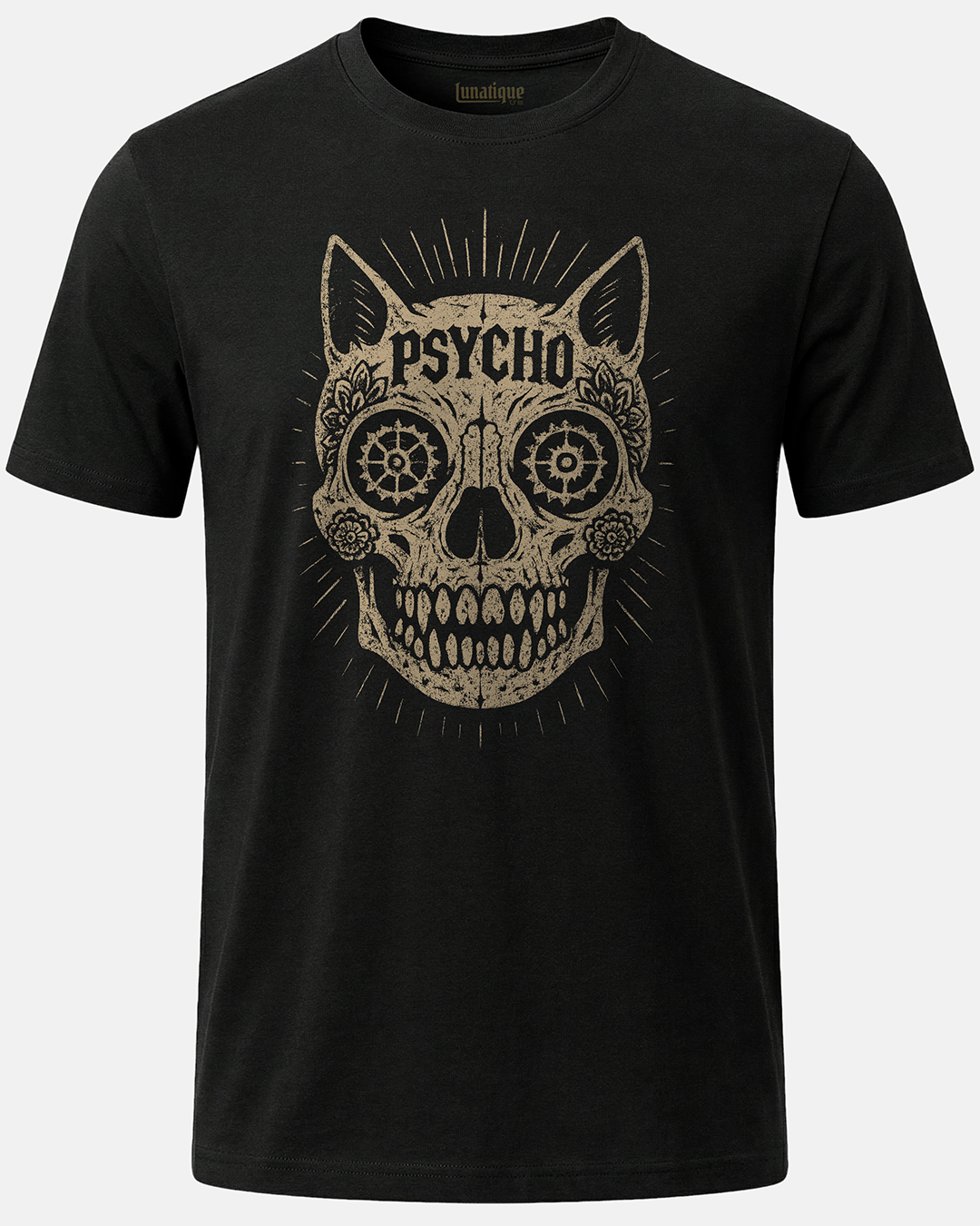 Psycho Cat Skull T-Shirt