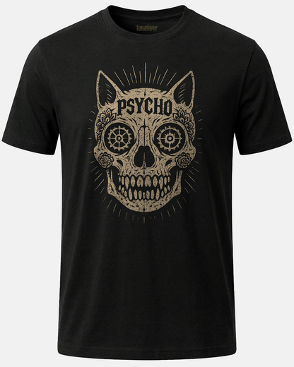 Psycho Cat Skull T-Shirt