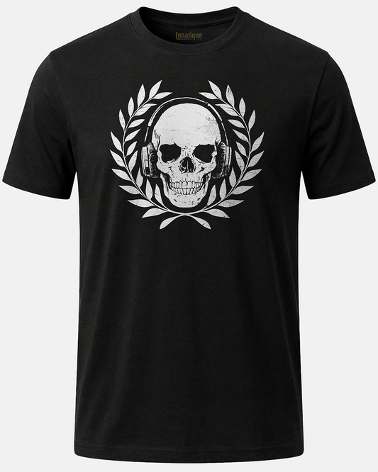 Skull with Headphones and Laurel T-Shirt