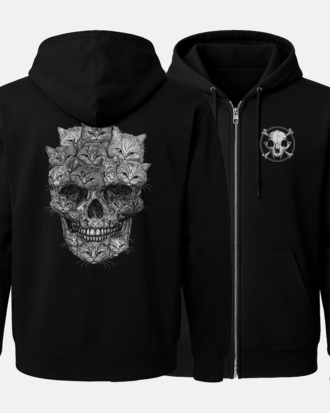 A Skull But It's Cats Zip-Up Hoodie (2 Sided)