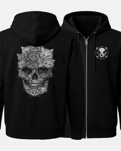 A Skull But It's Cats Zip-Up Hoodie (2 Sided)