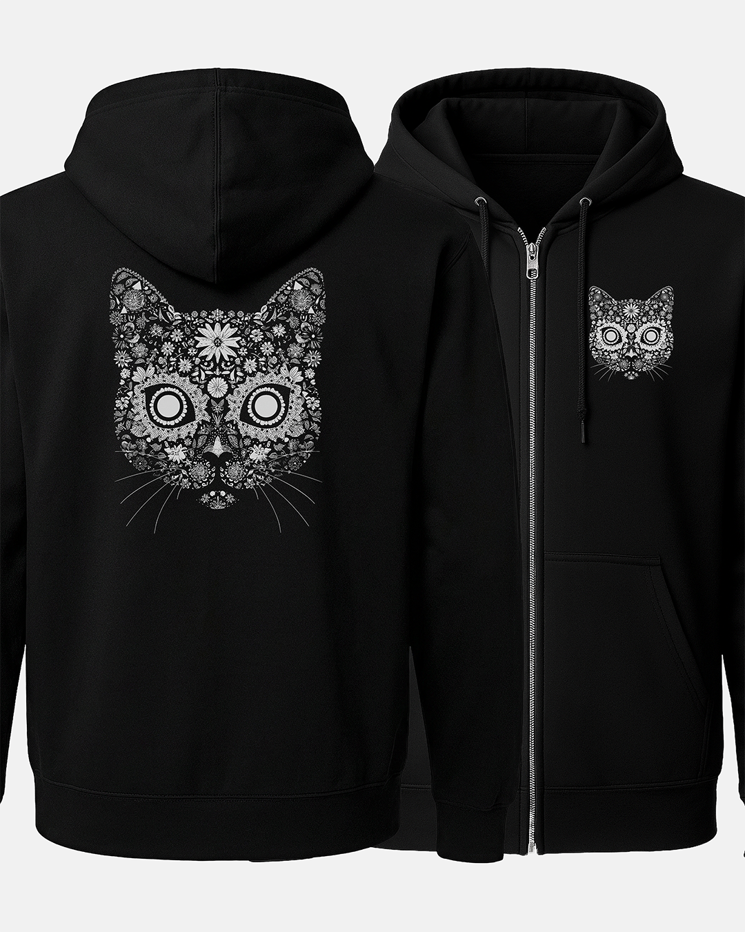 Sugar Cat Zip-Up Hoodie (2 Sided)