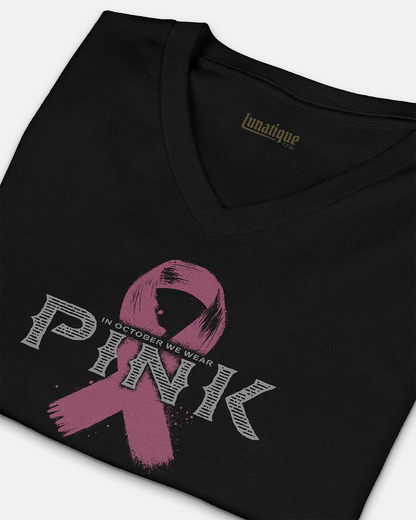 Pink October Ribbon Unisex V-Neck T-Shirt