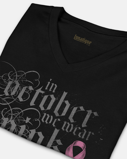 Pink October Text Version Unisex V-Neck T-Shirt