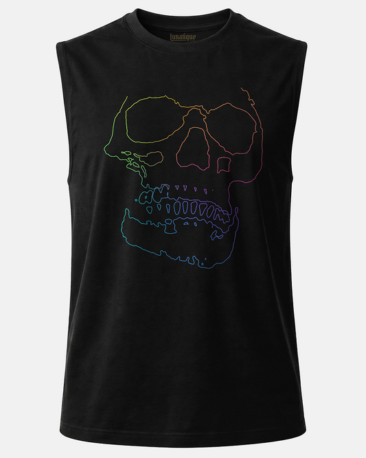 Rainbow Line Skull Unisex Muscle Tank