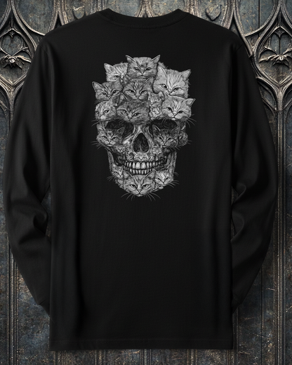 A Skull But It's Cats  2 Sided Long Sleeve T-Shirt