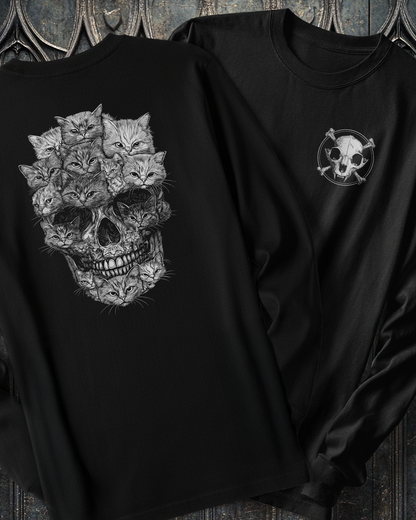 A Skull But It's Cats  2 Sided Long Sleeve T-Shirt