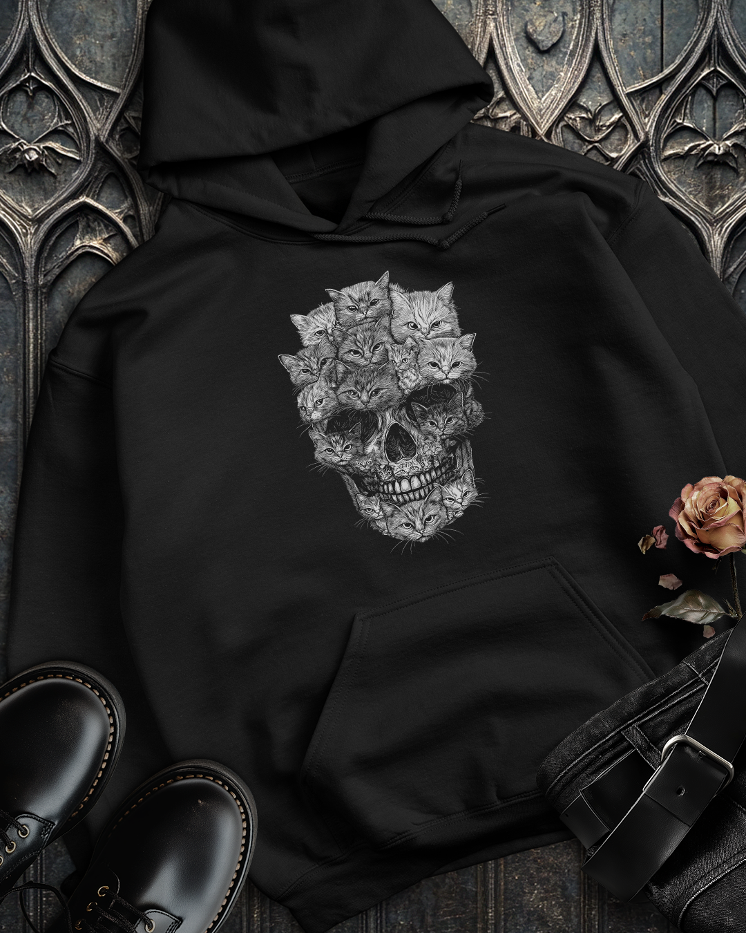 A Skull But It's Cats Hoodie (Front Only)