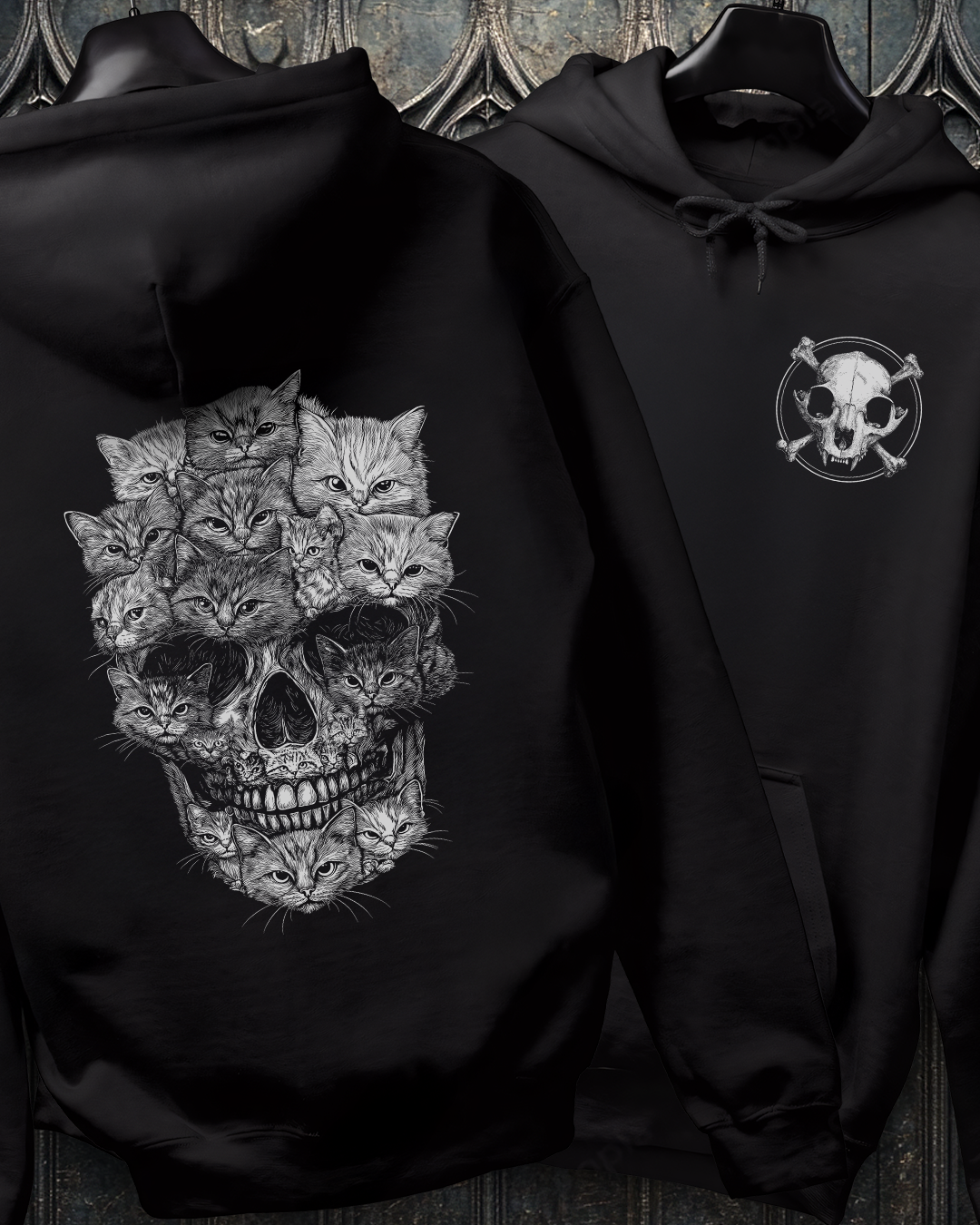 A Skull But It's Cats Hoodie (2 Sided)