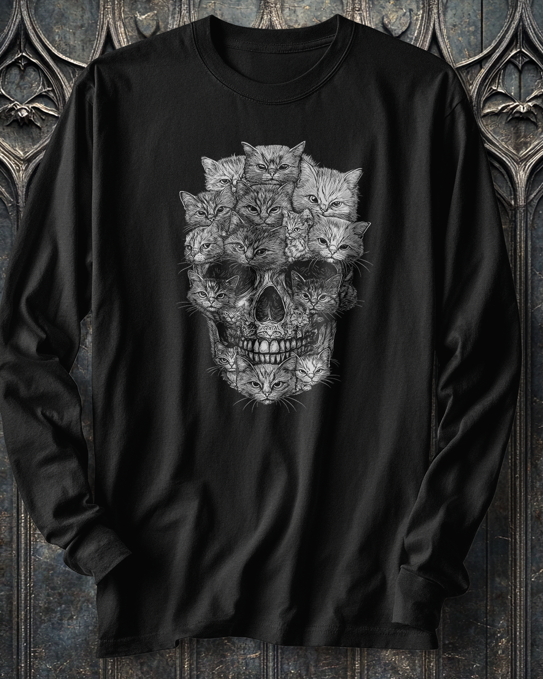 A Skull But It's Cats Long Sleeve T-Shirt