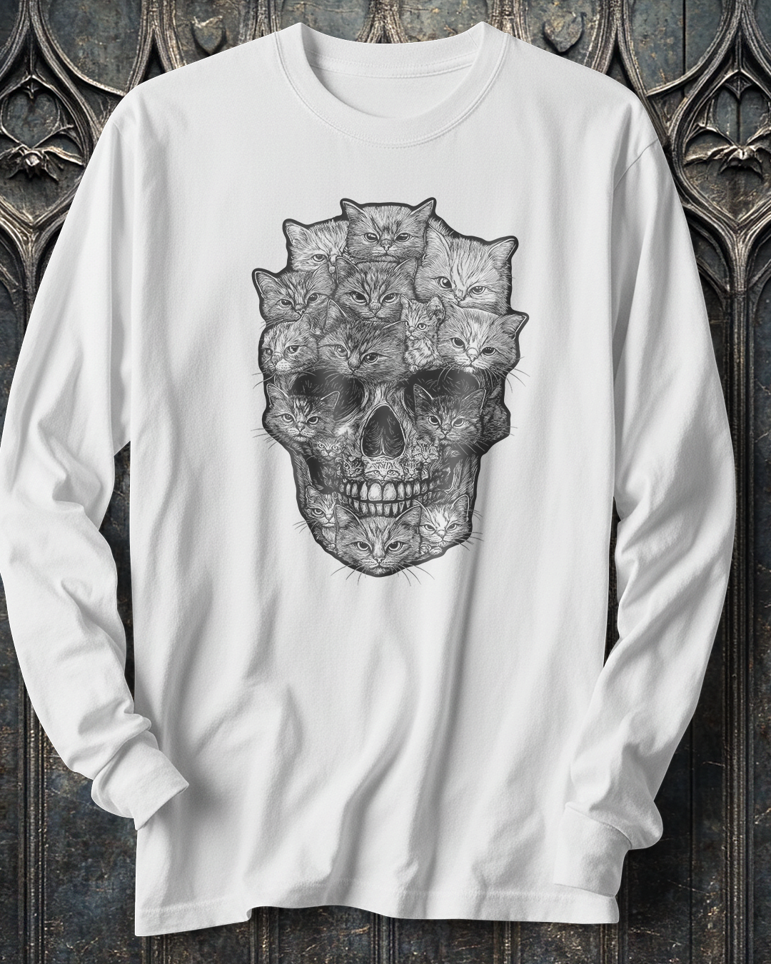 A Skull But It's Cats Long Sleeve T-Shirt