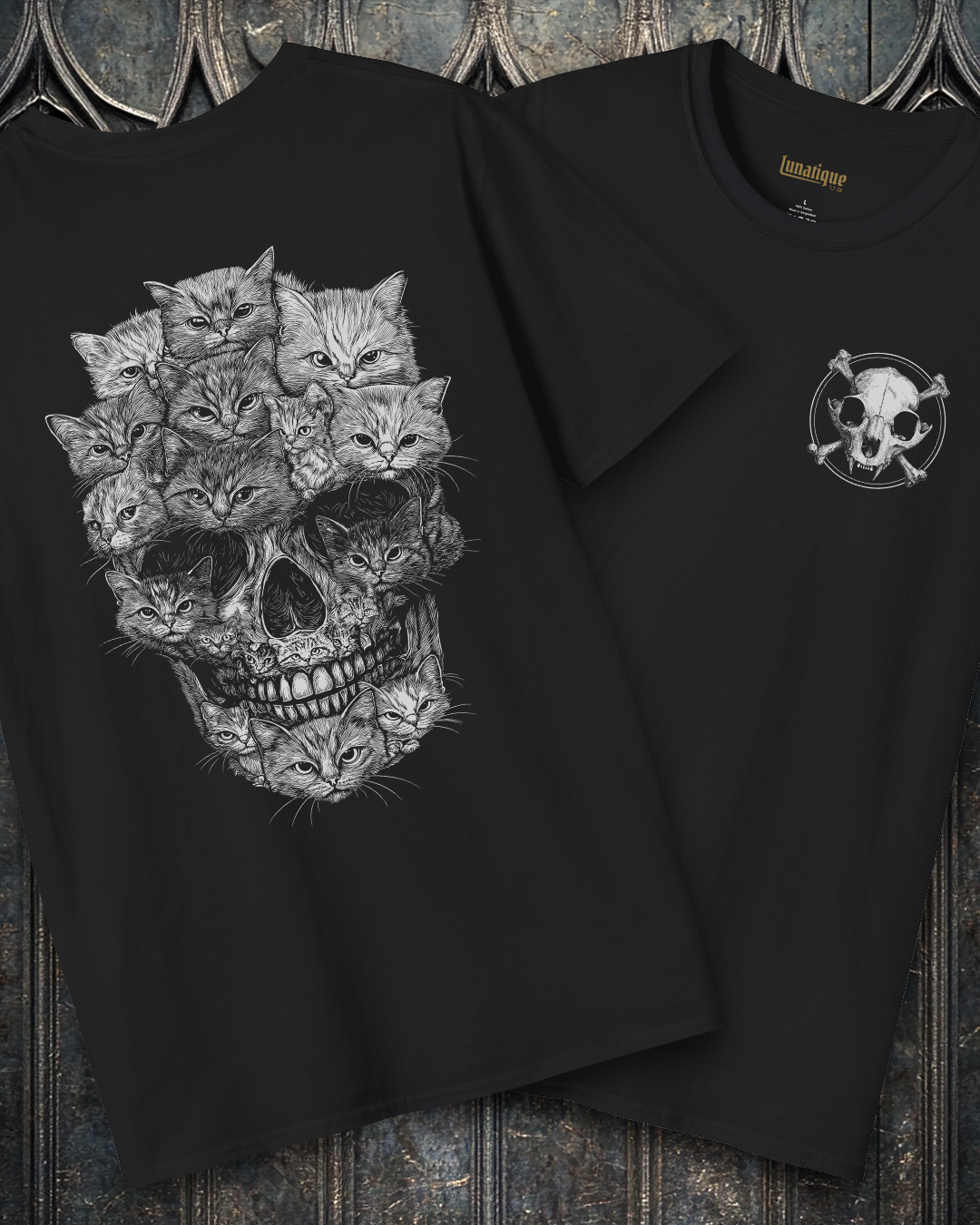 A Skull But It's Cats 2 Sided T-Shirt