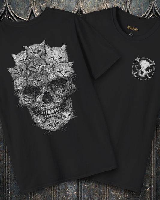 A Skull But It's Cats 2 Sided T-Shirt