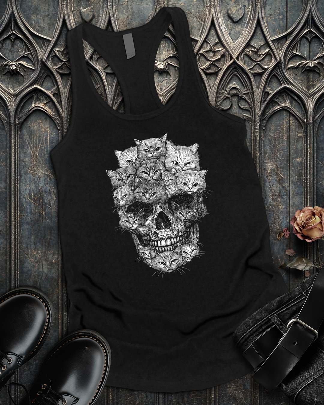A Skull But It's Cats Tank
