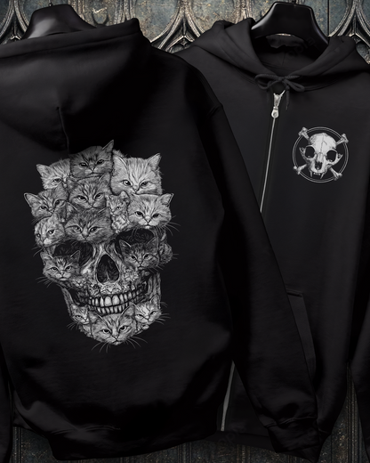 A Skull But It's Cats Zip-Up Hoodie (2 Sided)
