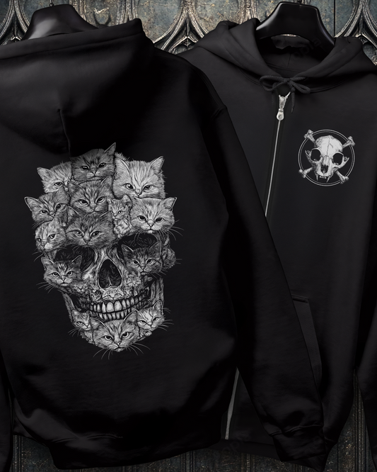A Skull But It's Cats Zip-Up Hoodie (2 Sided)
