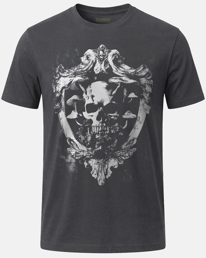 Skull with Mushrooms Crest T-Shirt